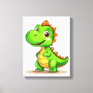 Impressão Em Tela Cute Cartoon Dinosaur Reading Greeting Card