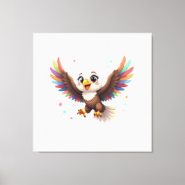Impressão Em Tela Cute Cartoon Eagle Flying – Friendly Vector Art