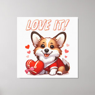 Impressão Em Tela Cute Corgi Amor