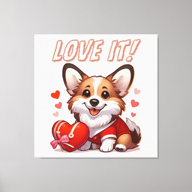 Impressão Em Tela Cute Corgi Amor (Frente)