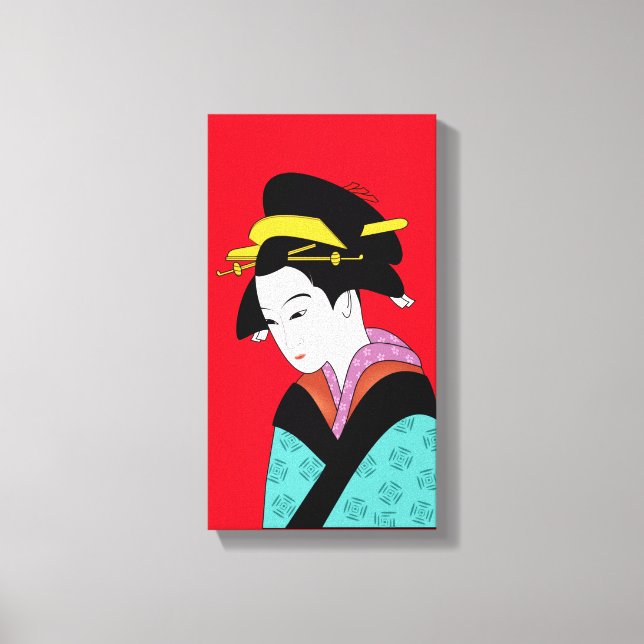 Impressão Em Tela Cute Geisha Arte Japonesa (Frente)
