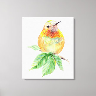 Impressão Em Tela Cute Hummingbird Watercolor Painting Wildlife Art