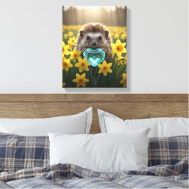 Impressão Em Tela Cute March Hedgehog with Aquamarine Heart