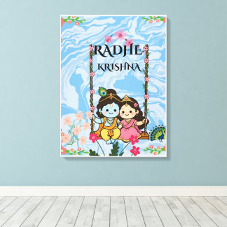 Impressão Em Tela Cute Radha Krishna em Balanço Arte de Parede | Shr