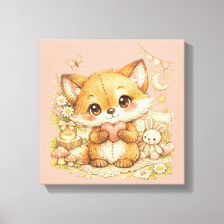 Impressão Em Tela Cute Whimsical Watercolor Animal