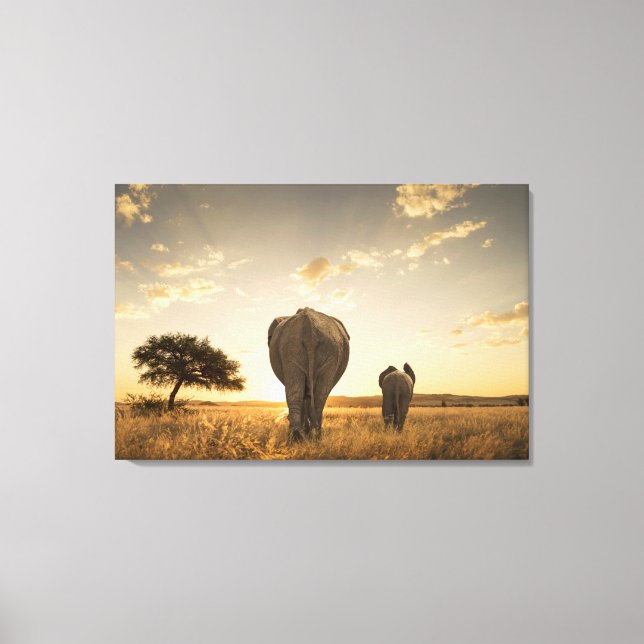 Impressão Em Tela Cutest Baby Animals | Elephant Calf & Mother (Frente)