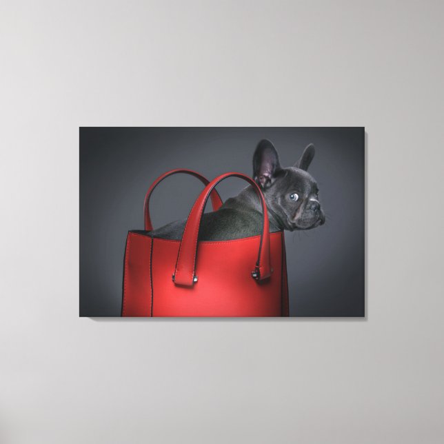 Impressão Em Tela Cutest Baby Animals | French Bulldog Red Hand Bag (Frente)