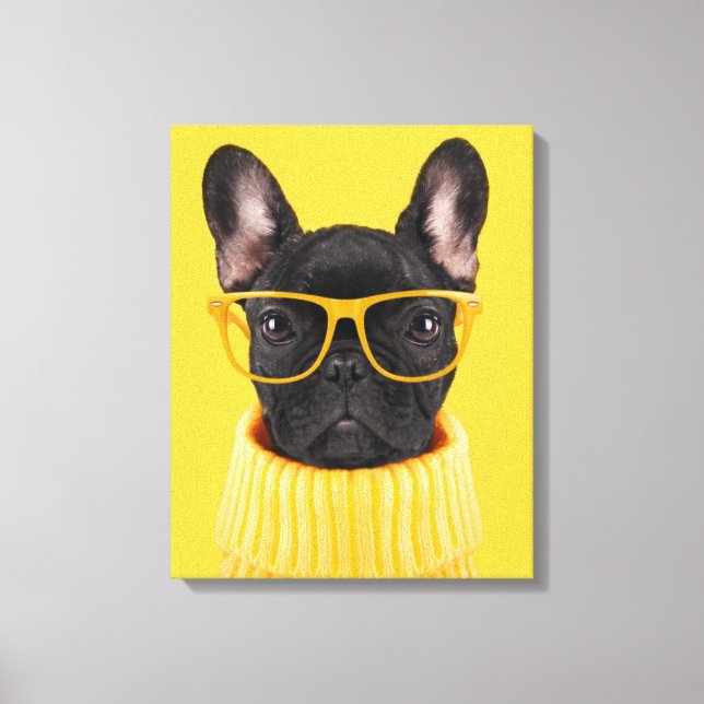 Impressão Em Tela Cutest Baby Animals | French Bulldog Sunglasses (Frente)