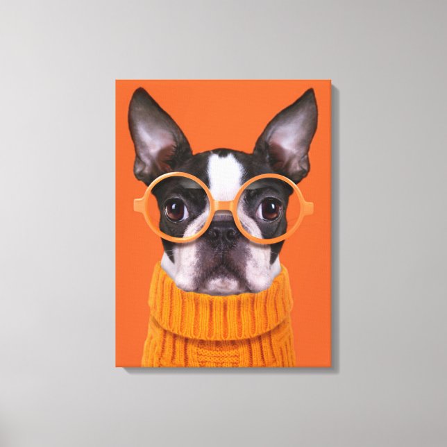 Impressão Em Tela Cutest Baby Animals | Orange Boston Terrier (Frente)