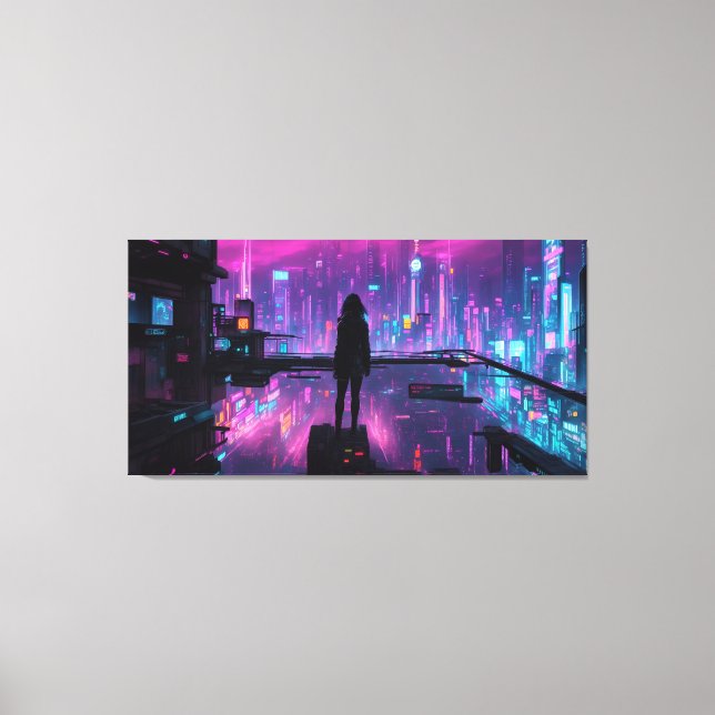 Impressão Em Tela Cyber Noir (Cyberpunk Night City) (Frente)