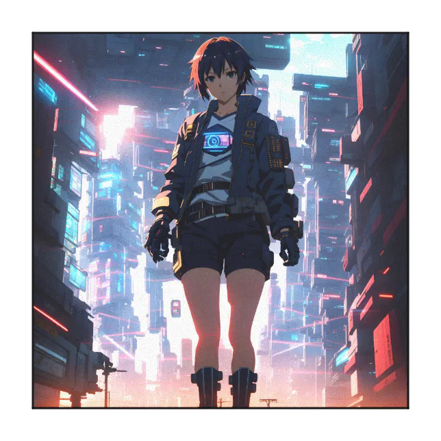 Impressão Em Tela Cyberpunk Anime Girl