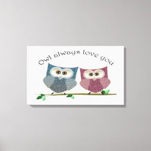 Impressão Em Tela Da coruja amor sempre você, poster bonito das