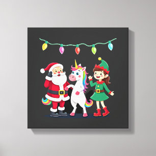 Impressão Em Tela Dabbing Papai Noel Elfo Unicórnio Natal Crianças M