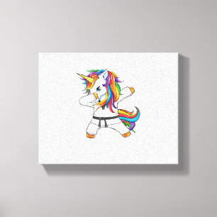 Impressão Em Tela Dabbing Unicorn Karate Taekwondo Kids Girls Martia