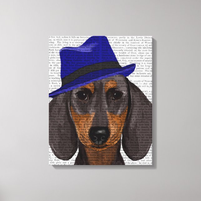 Impressão Em Tela Dachshund com Blue Trilby (Frente)
