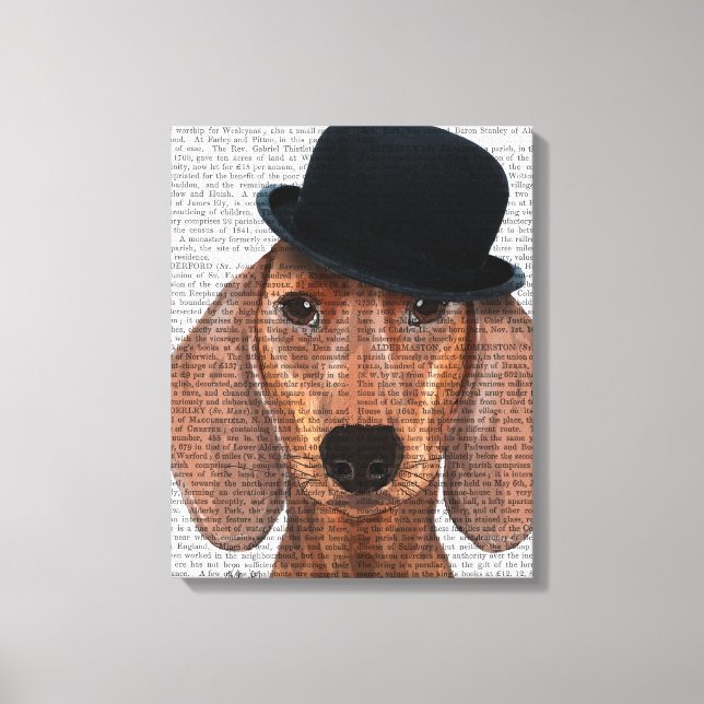 Impressão Em Tela Dachshund com Steampunk Bowler Hat (Frente)