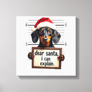 Impressão Em Tela Dachshund Engraçado Natal Querido Papai Noel Posso