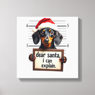 Impressão Em Tela Dachshund Engraçado Natal Querido Papai Noel Posso