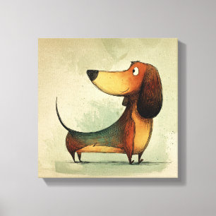 Impressão Em Tela Dachshund Fofo – Ilustração Caprichosa de Cachorro