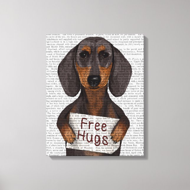Impressão Em Tela Dachshund Free Hugs (Frente)