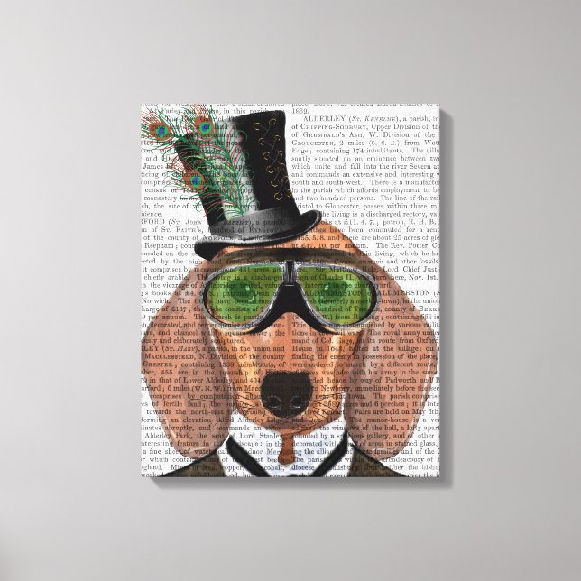 Impressão Em Tela Dachshund Green Goggles Top Hat (Frente)