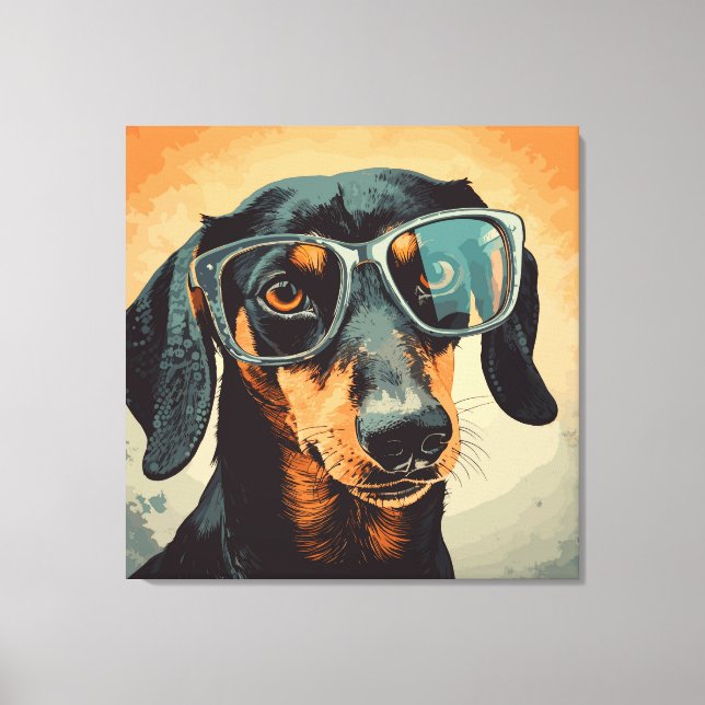 Impressão Em Tela Dachshund nos Óculos (Frente)