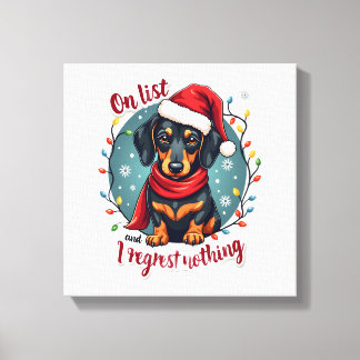 Impressão Em Tela Dachshund Papai Noel Na Lista dos Travessos Dachsh