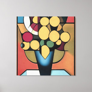 Impressão Em Tela Daffodils Amarelos Num Estilo Geométrico Vase Azul