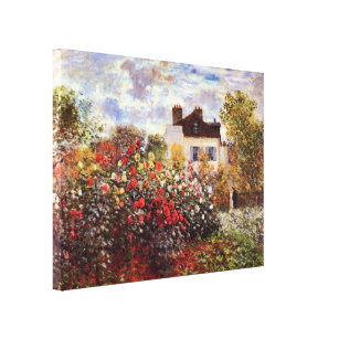 Impressão Em Tela Dahlia Garden em Argenteuil Claude Monet Fine Art