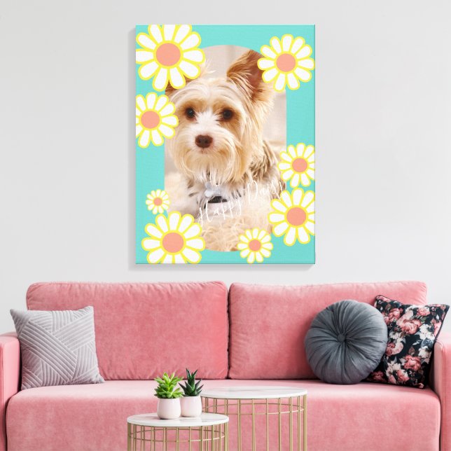 Impressão Em Tela Daisy Simple Teal Photo (Insitu(Sala de estar))