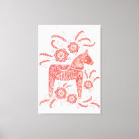 Dala Horse Red and White FolArt