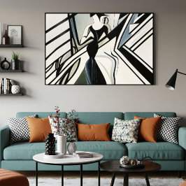 Impressão Em Tela Dama em Silhueta Art Déco
