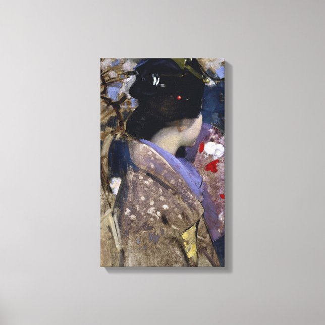 Impressão Em Tela Dama Japonesa com um Leque por George Henry (Frente)