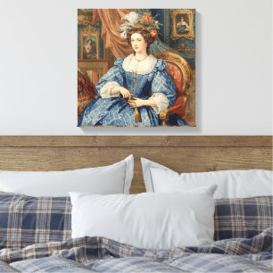 Impressão Em Tela Dama Nobre Vintage e Linda em um Vestido Azul