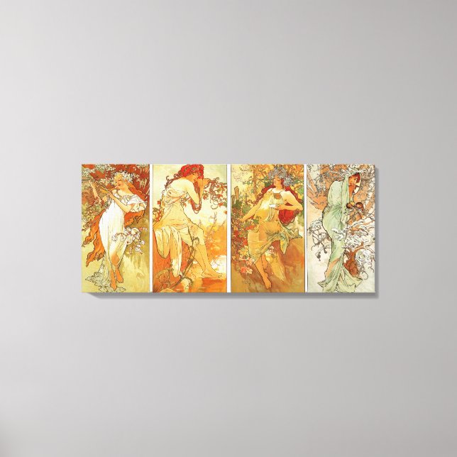 Impressão Em Tela Damas em Pintura de Vintage em Quatro Épocas (Frente)