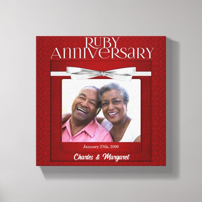 Impressão Em Tela Damasco Vermelho do Aniversário de Casamento Ruby  (Frente)