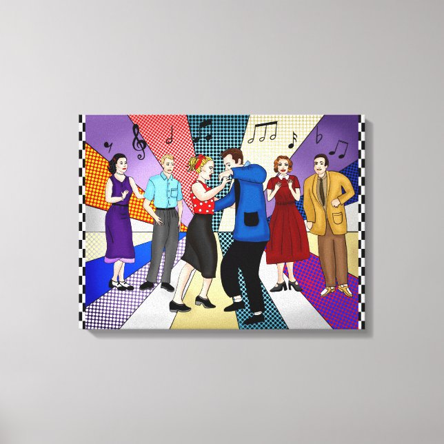 Impressão Em Tela Dança de casal | Retro Nostalgia 1950 (Frente)