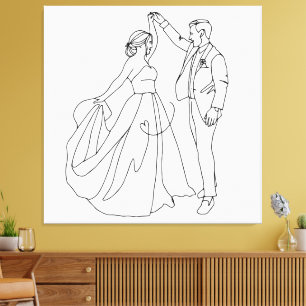 Impressão Em Tela Dança Eterna – Arte de Linha Minimalista de Casame