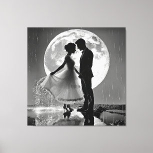 Impressão Em Tela "Dança na Chuva – Romance ao Luar"