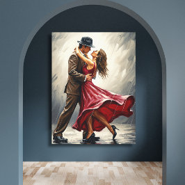 Impressão Em Tela Dança Romântica na Chuva
