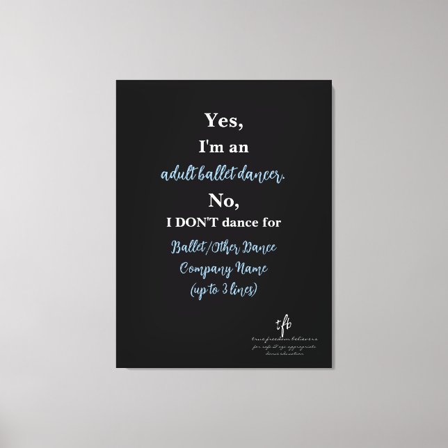 Impressão Em Tela Dançarino Balé Adulto Lt. Cer./Texto Branco Lg. (Frente)