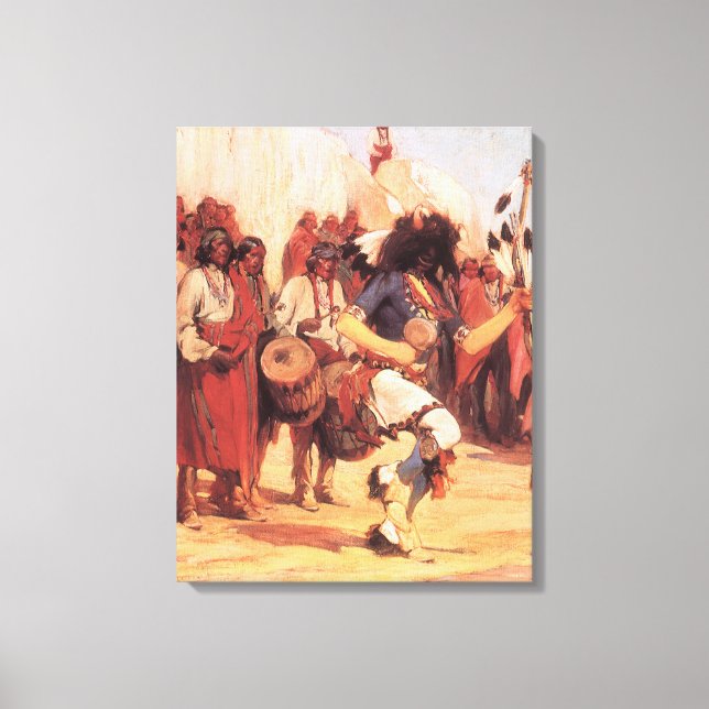 Impressão Em Tela Dançarino de Búfalo Vintage Nativos Americanos por (Frente)