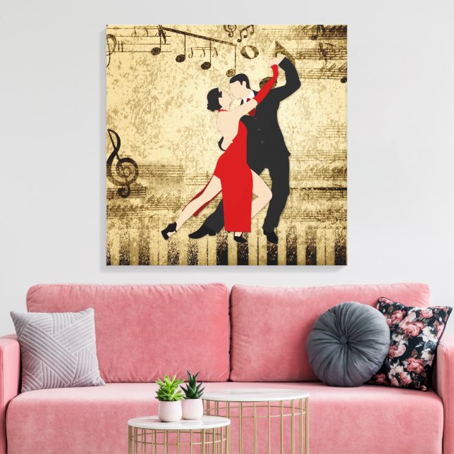 Impressão Em Tela Dançarinos Elegantes na Vintage Sheet Music (Insitu(Sala de estar))