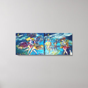 Impressão Em Tela DANÇAS E MÚSICA NA NOITE, Fúchsia rosa azul