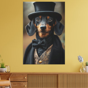 Impressão Em Tela Dapper Dachshund no Ataque Victoriano Elegante