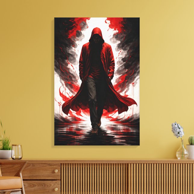 Impressão Em Tela Dark Power Awakening – Red Hooded Figure (Insitu(Sala de estar))