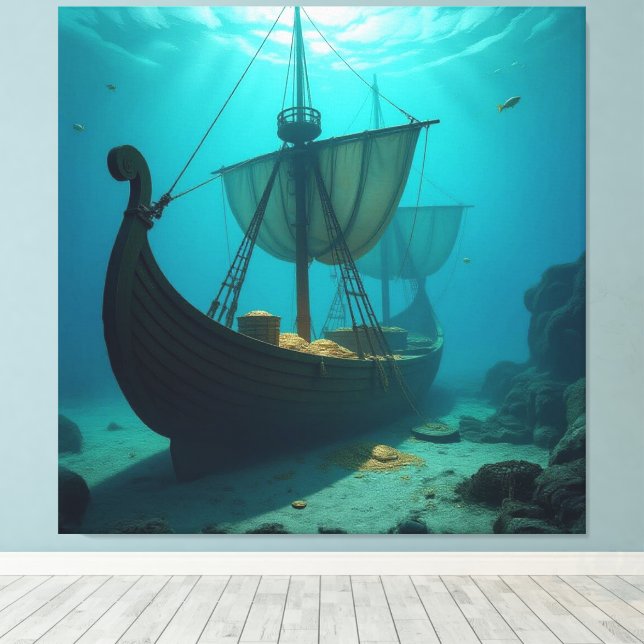 Impressão Em Tela   „Das versunkene Gold der Wikinger“   (Insitu(piso de madeira))