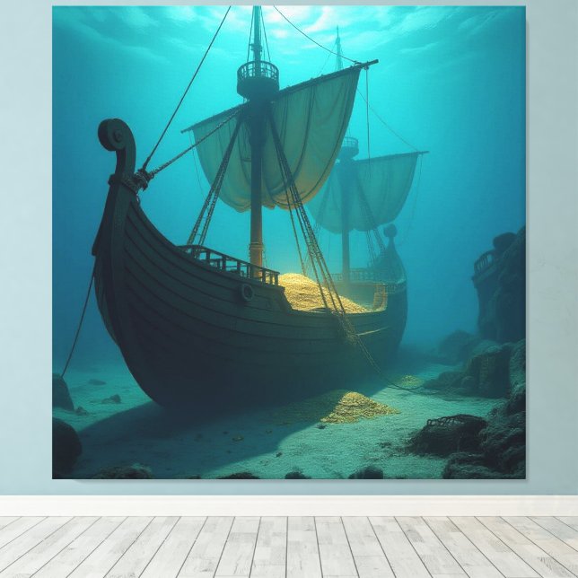 Impressão Em Tela   „Das versunkene Gold der Wikinger“   (Insitu(piso de madeira))