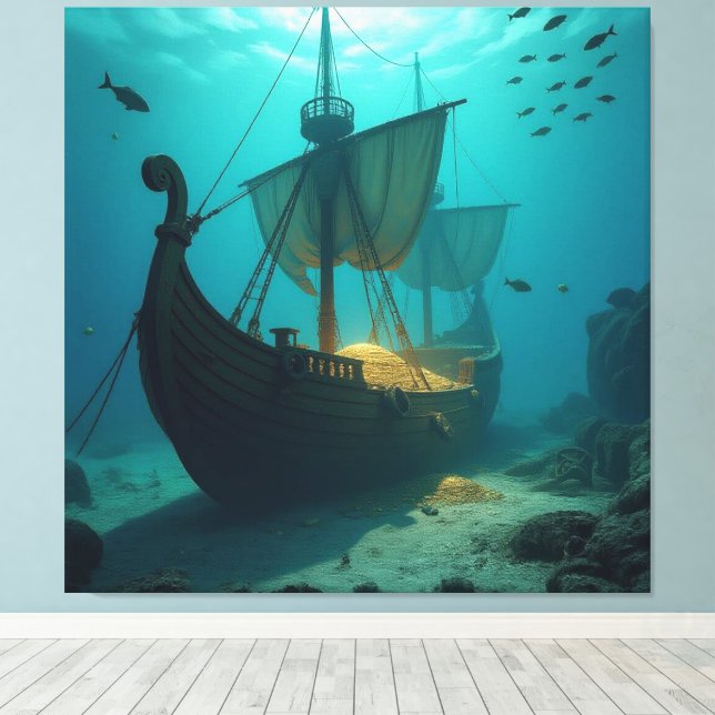 Impressão Em Tela   „Das versunkene Gold der Wikinger“   (Insitu(piso de madeira))