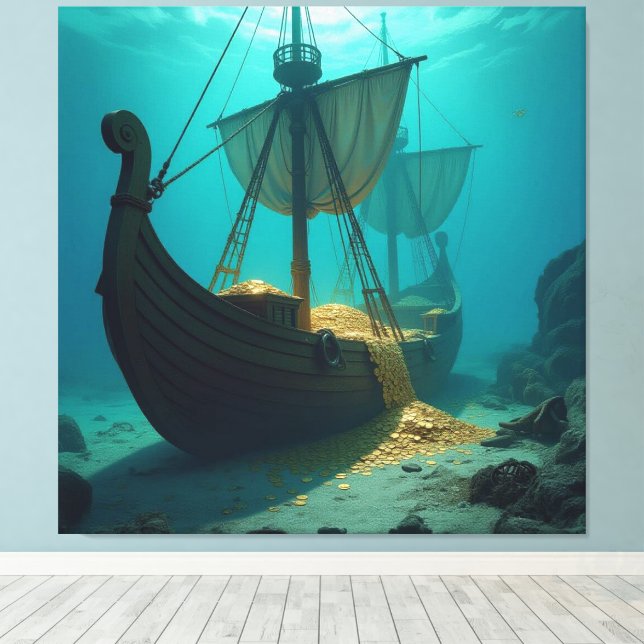 Impressão Em Tela   „Das versunkene Gold der Wikinger“   (Insitu(piso de madeira))